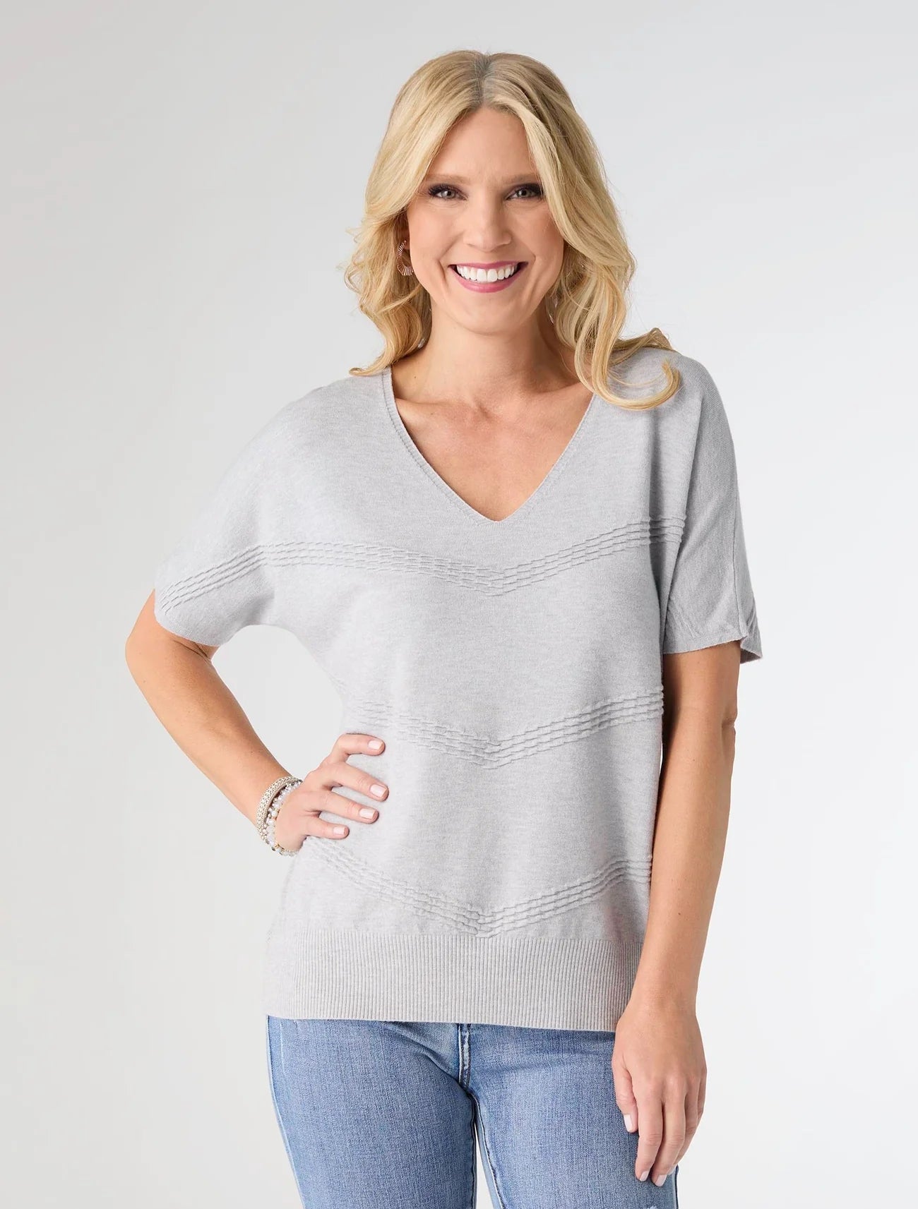 Lightweight Heavenly-Luxe Short Sleeve V-Neck Sweater