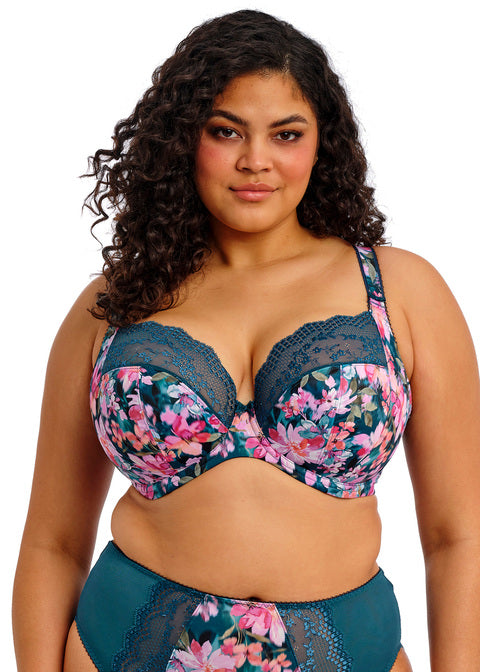 Lucie Teal Floral Uw Plunge Stretch Bra