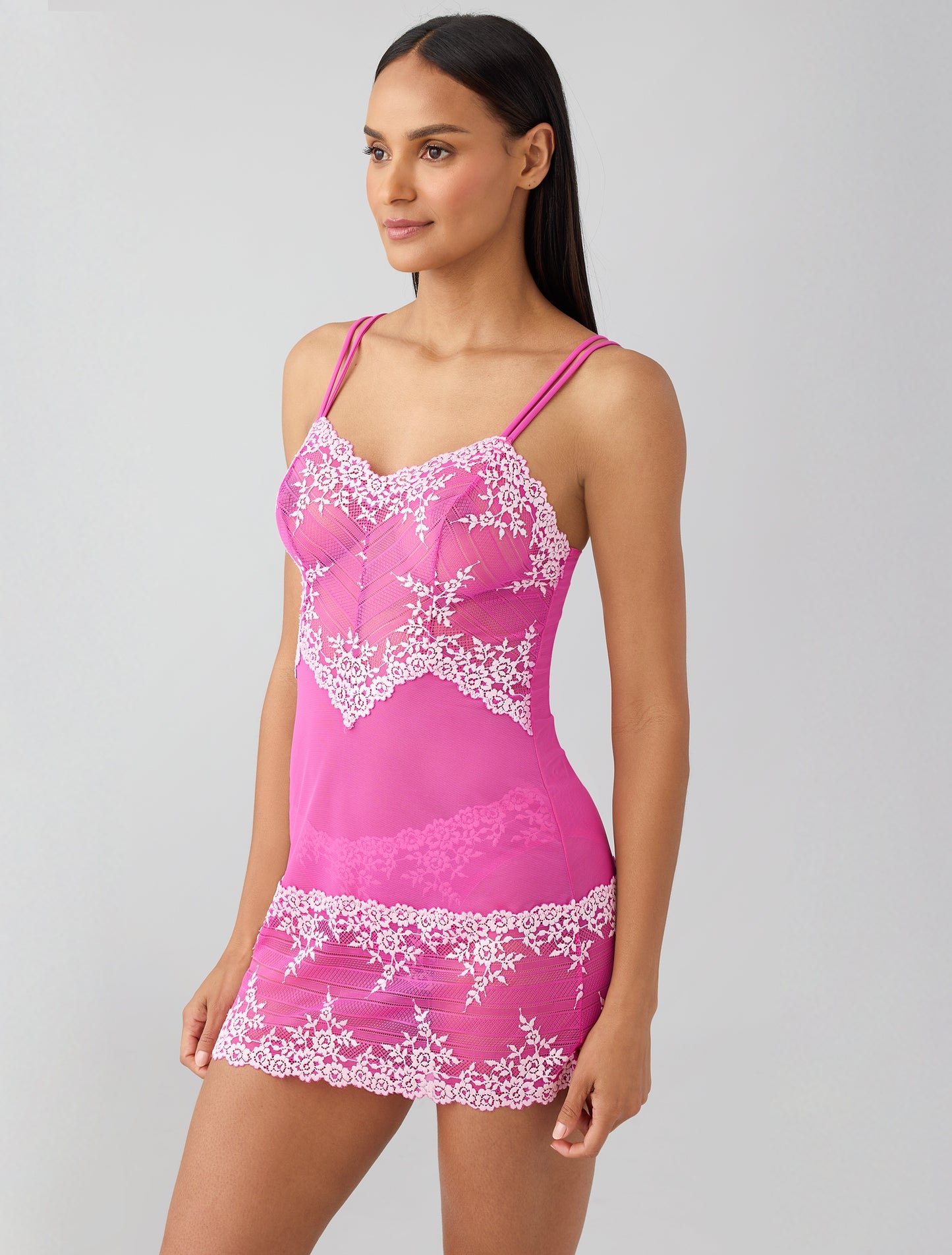 Embrace Lace Chemise in Wild Azalea/Cradle Pink