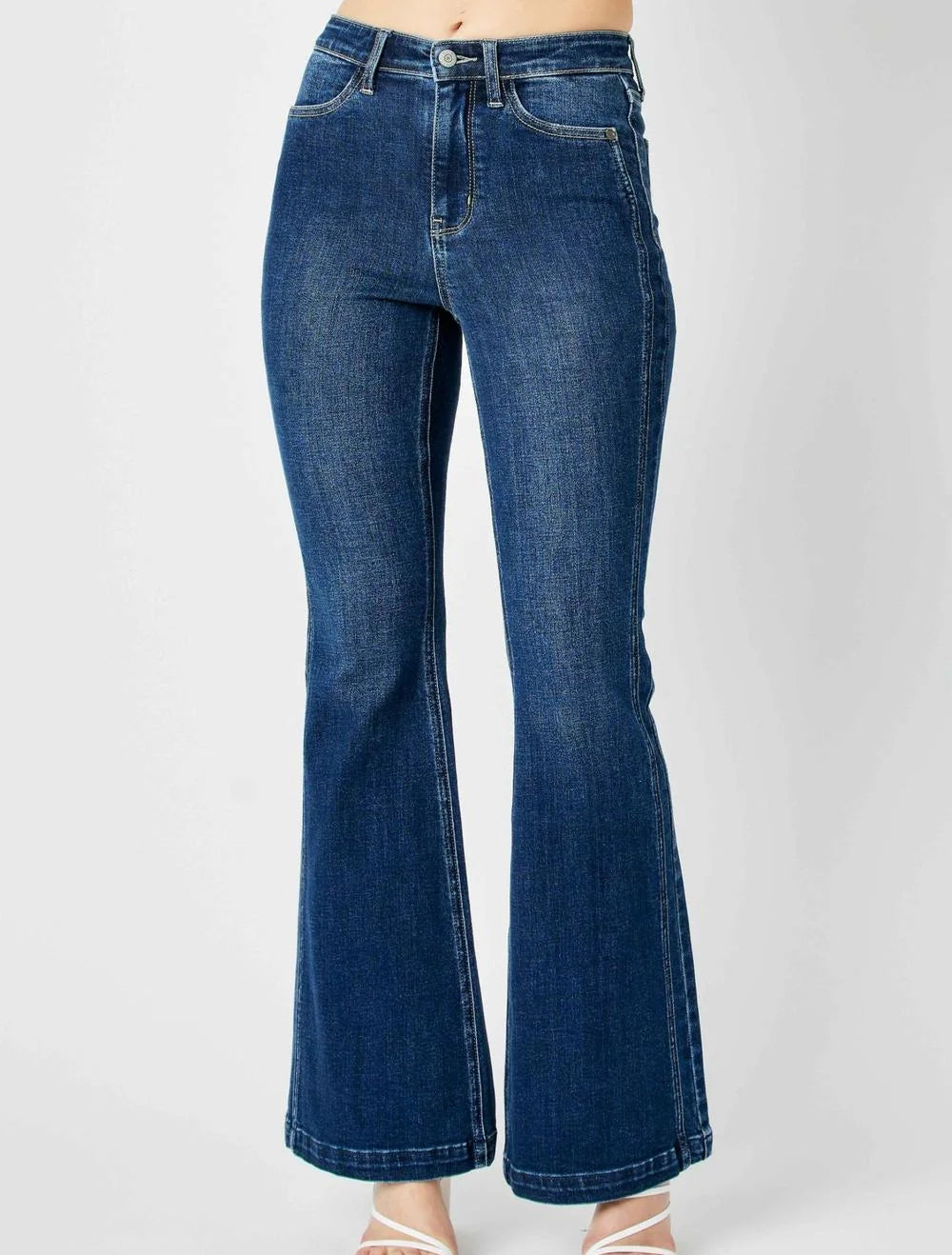 High Waist Angled Side Seam Flare Jeans