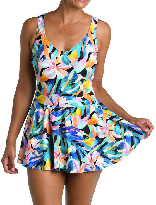 MM4DM44 maxine of hollywood swimdress dress swim floral multi skirt