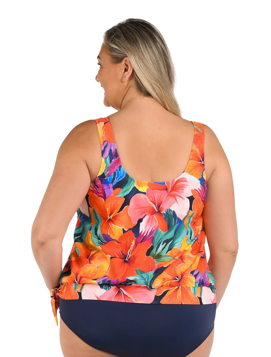 Hibiscus Honey Banded Scoop Blouson Tankini