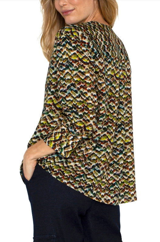 3/4 Sleeve Popover Woven Blouse