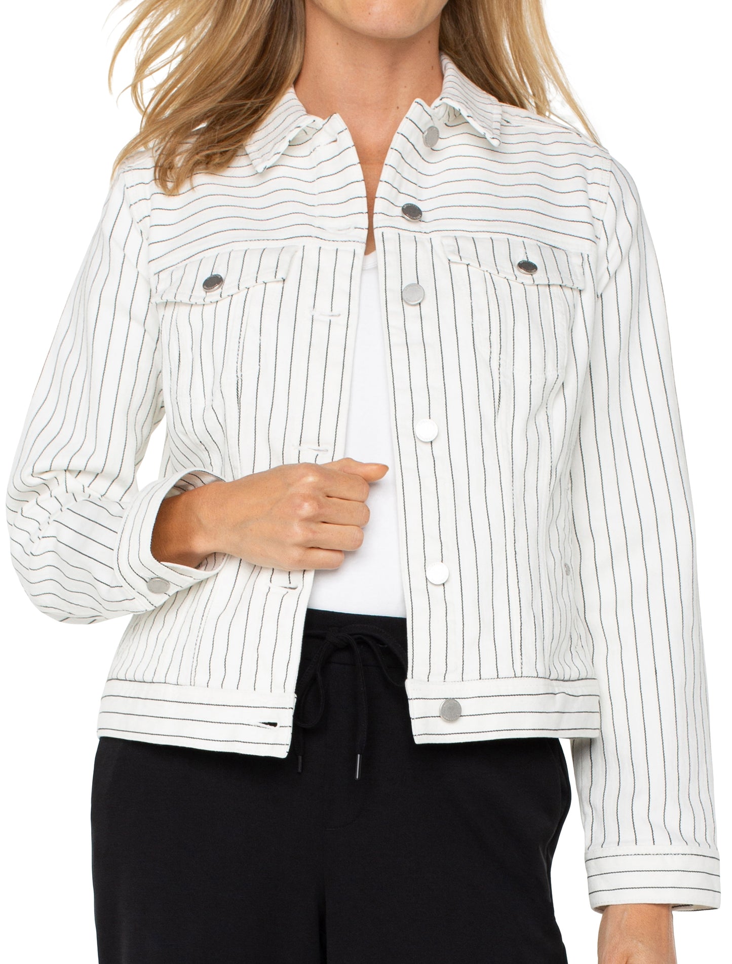Classic Jean Jack in White Black Pinstripe