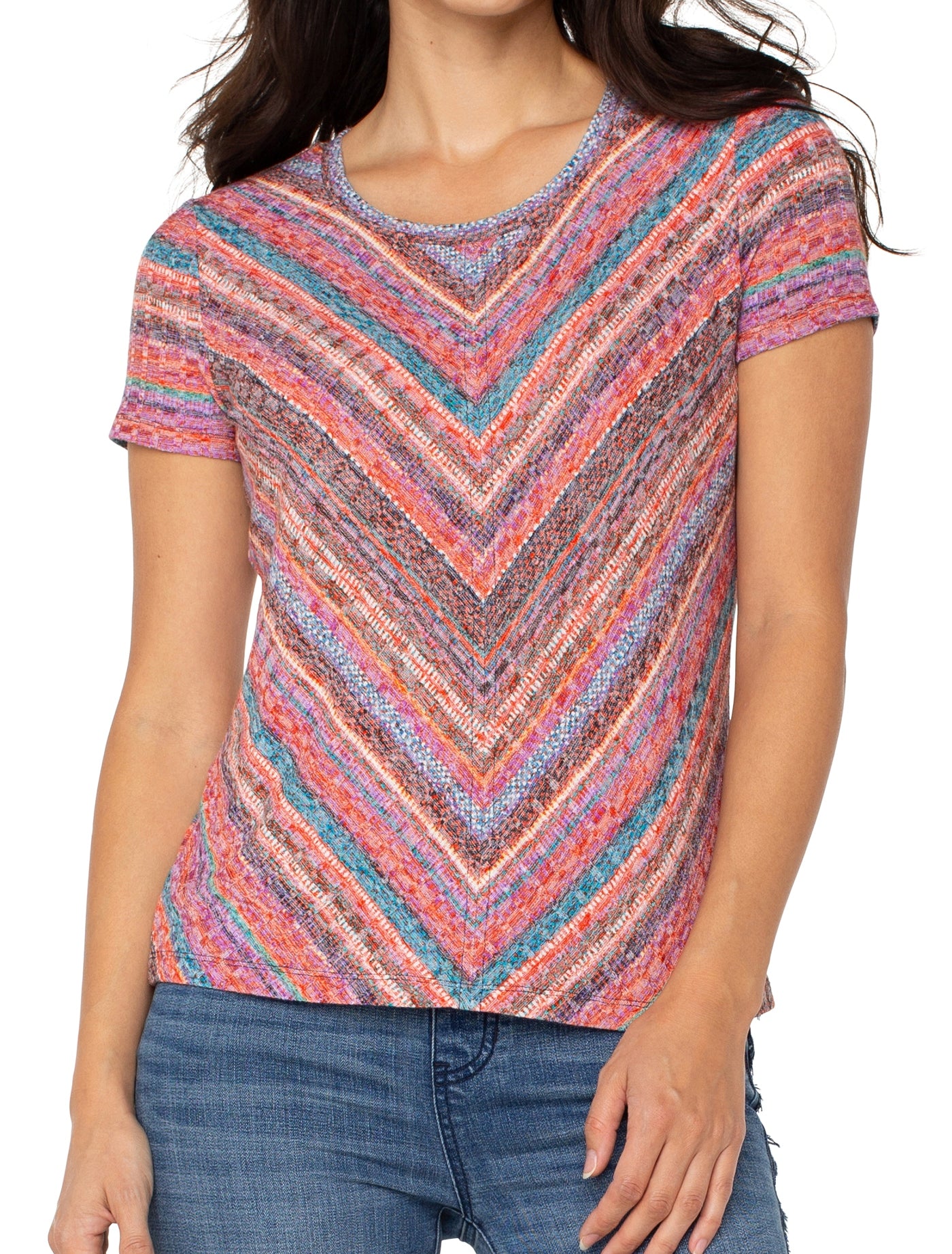 Short Sleeve Scoop Neck Knit Top