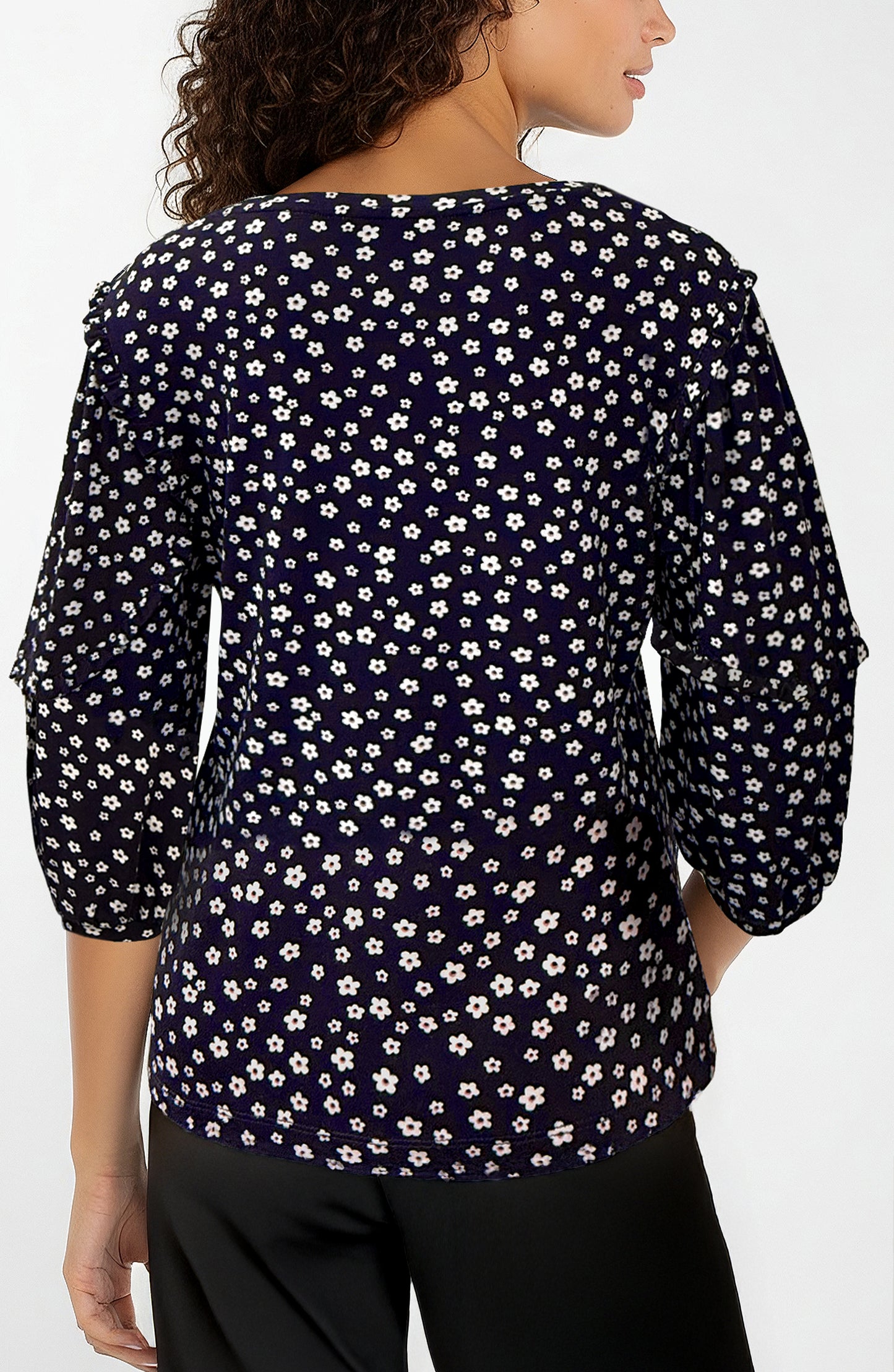 Mid Length Ruffle Scoop Neck