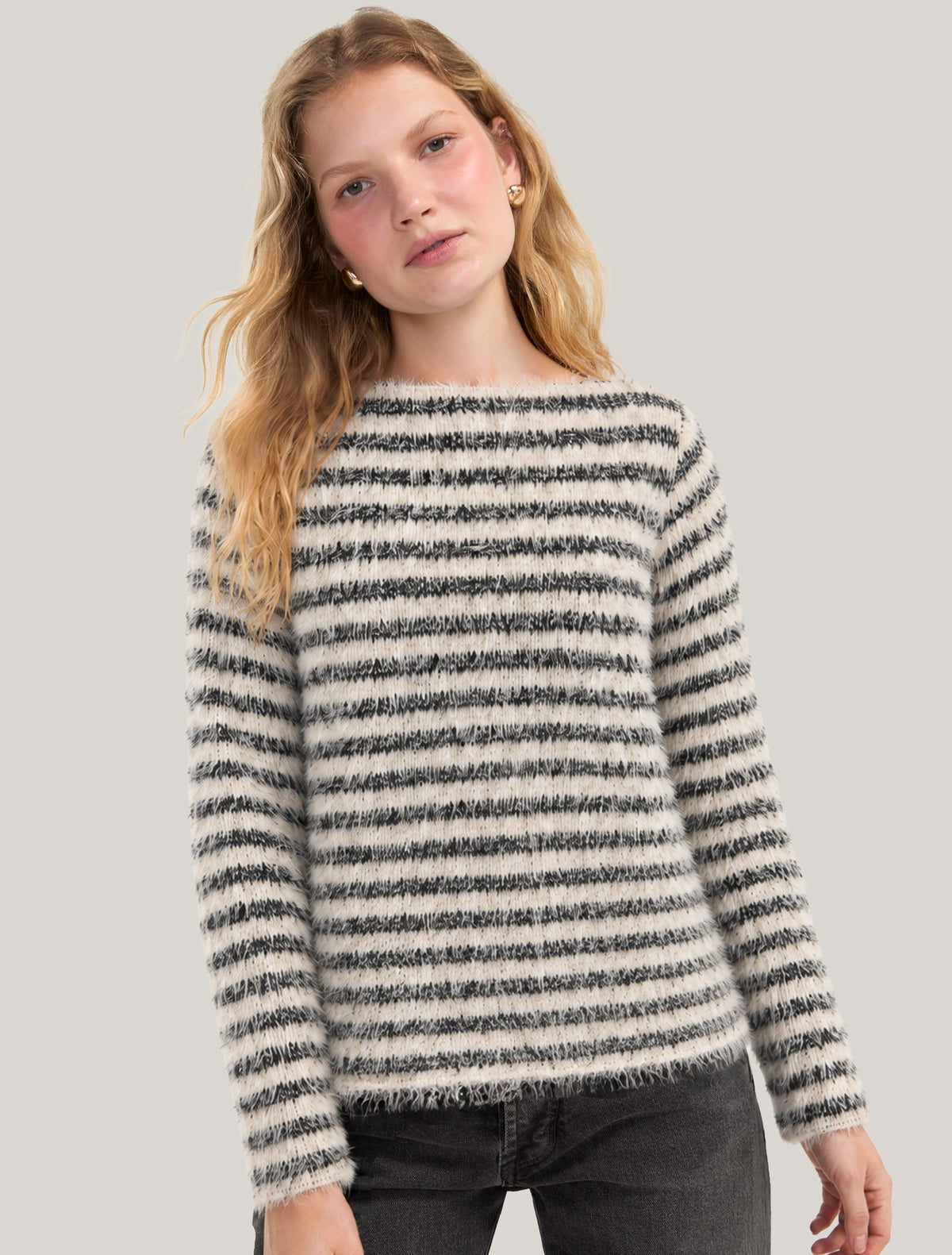 Long Sleeve Boatneck Knit Top