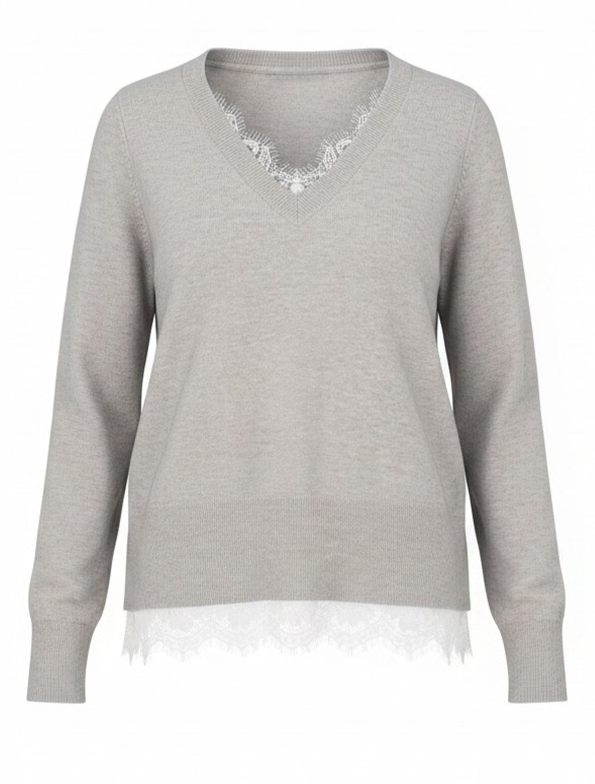 Long Sleeve V-Neck Sweater with Lace