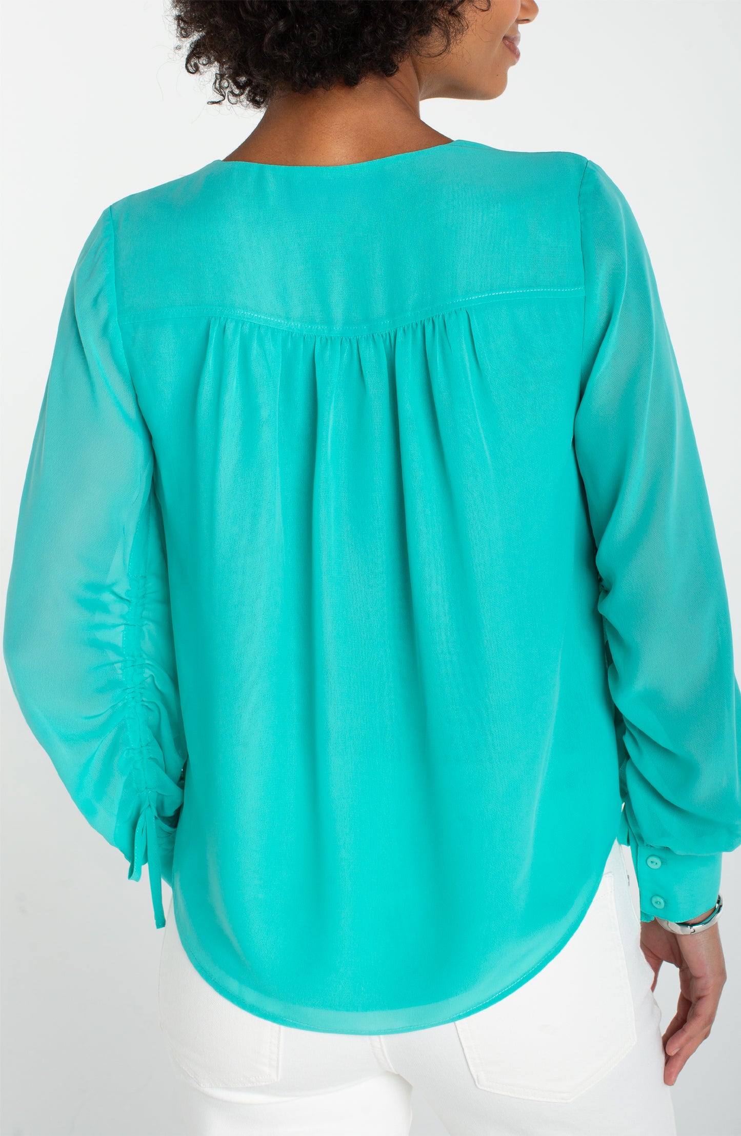Long Sleeve Blouse with Tie Detail