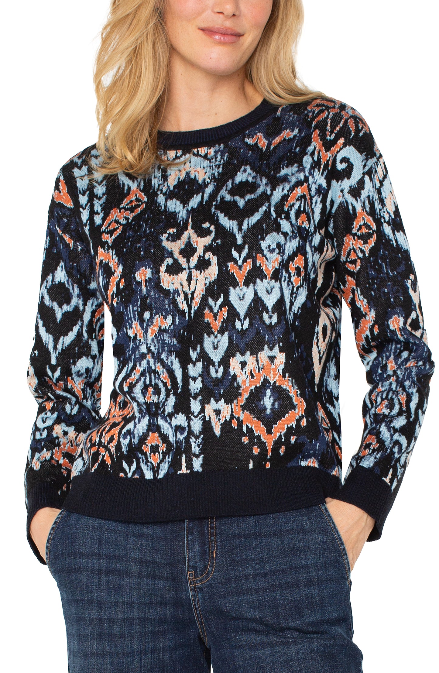 Long-sleeve Crew Neck Jacquard Sweater