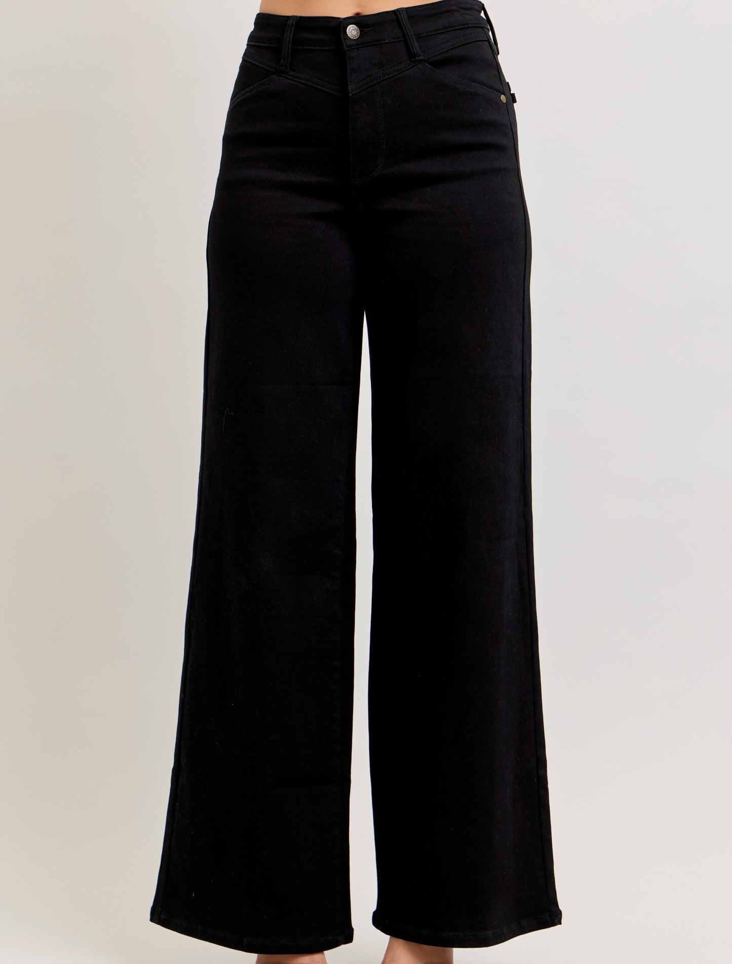 High Waist Retro Wide Black Jeans