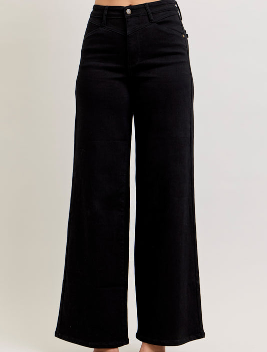 High Waist Retro Wide Black Jeans