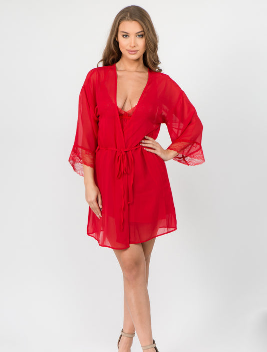 Red Chemise and Robe Set