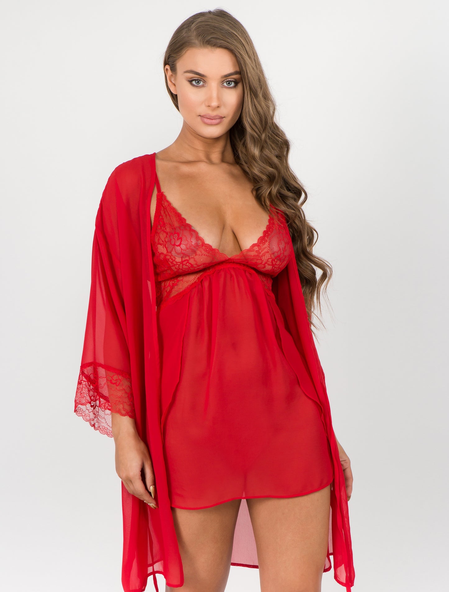 Red Chemise and Robe Set