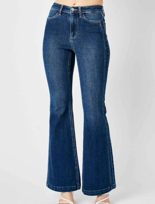 High Waist Angled Side Seam Flare Jeans