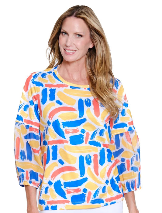 3/4 Lantern Sleeve Scoop Neck Top