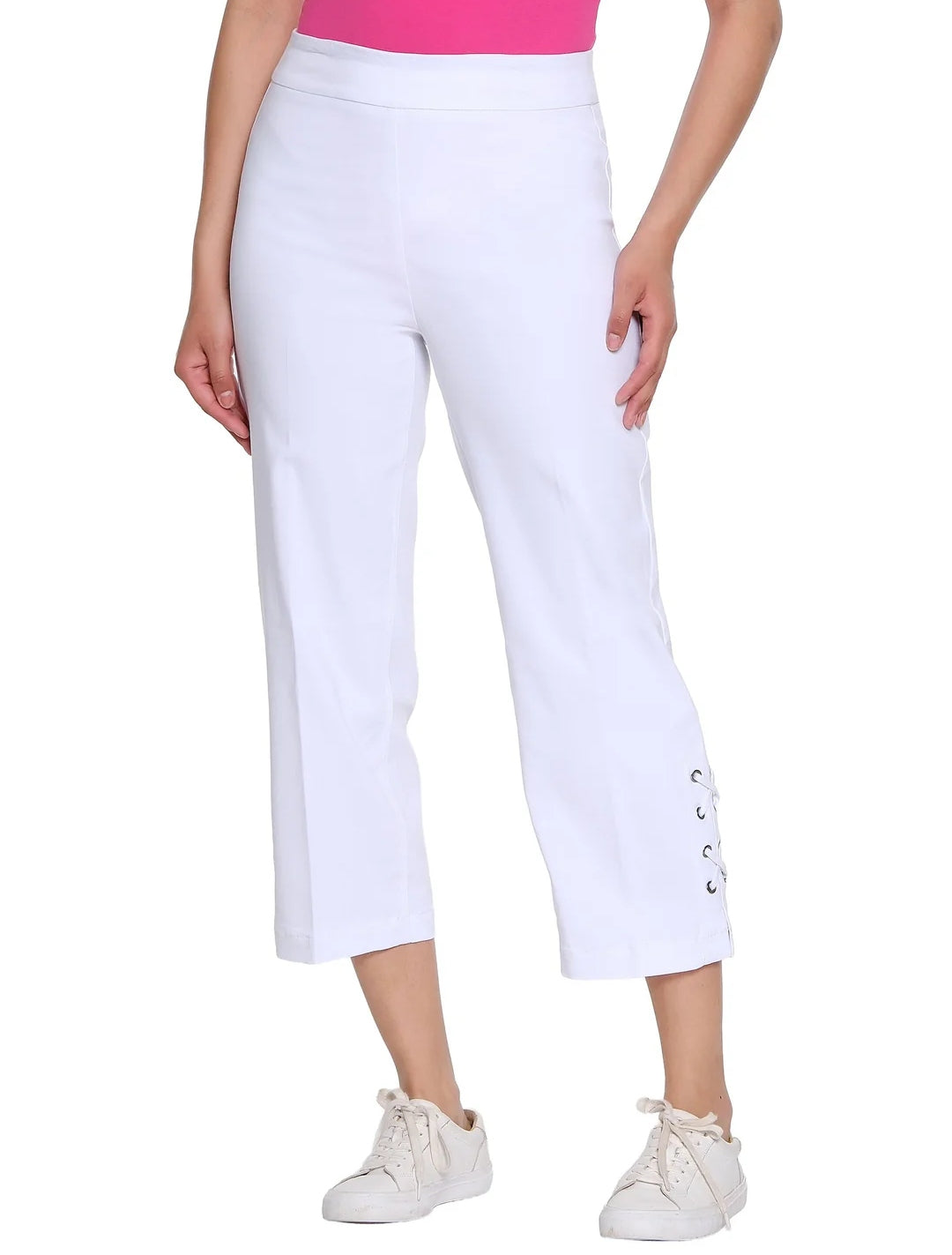 White Double X-Strap Pull On Pants