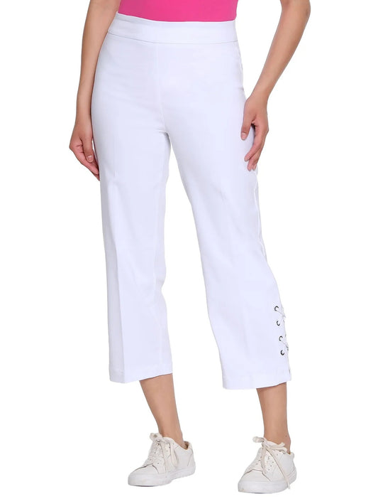 White Double X-Strap Pull On Pants