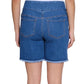 Stretch Denim Short with Fringe Hem