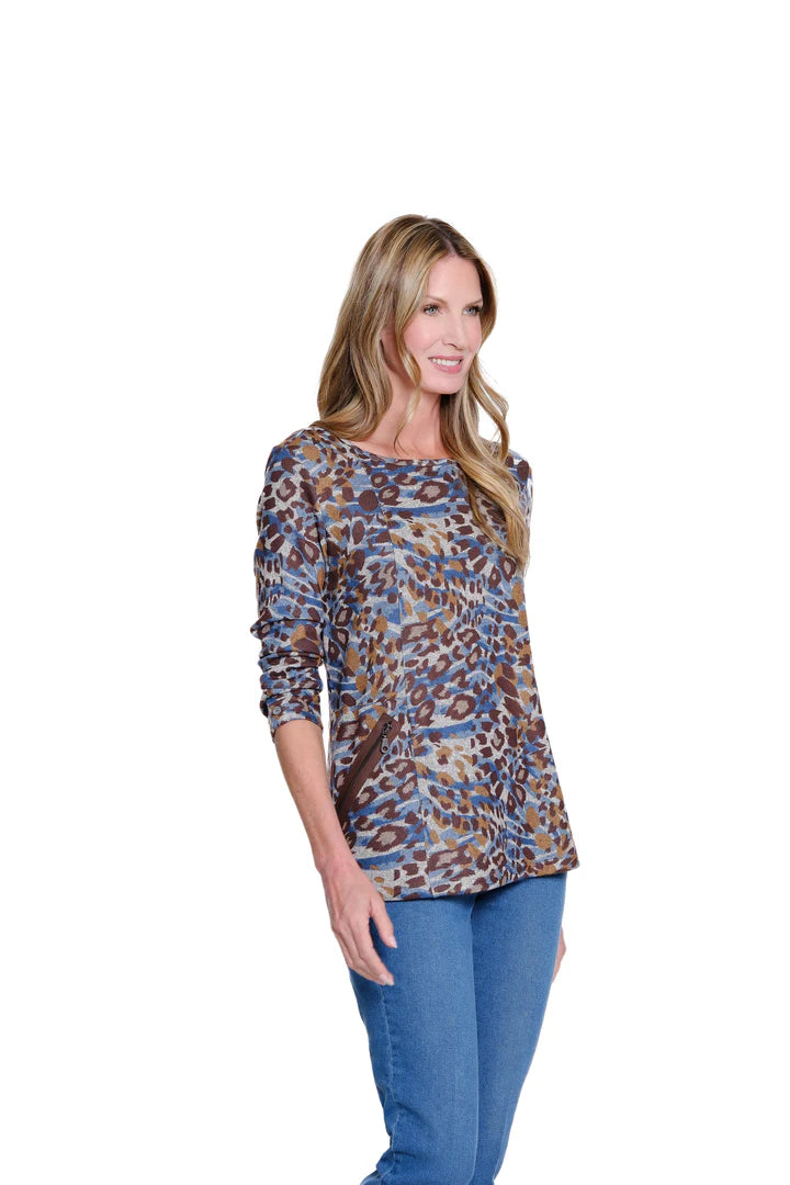 Leopard Zip Pocket Top