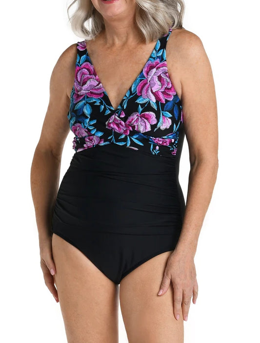 Midnight Orchid Wrap Front One Piece