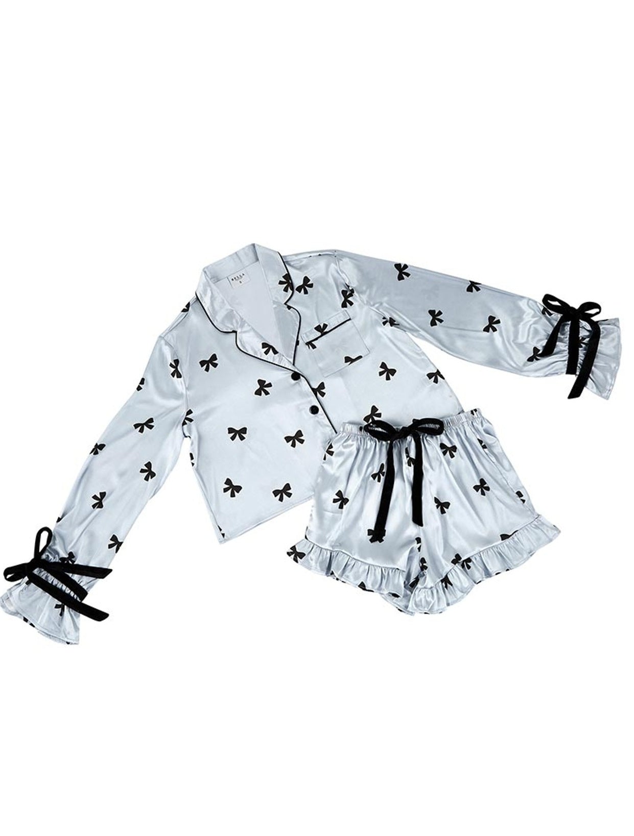 Cropped PJ Set with Velvet Ties