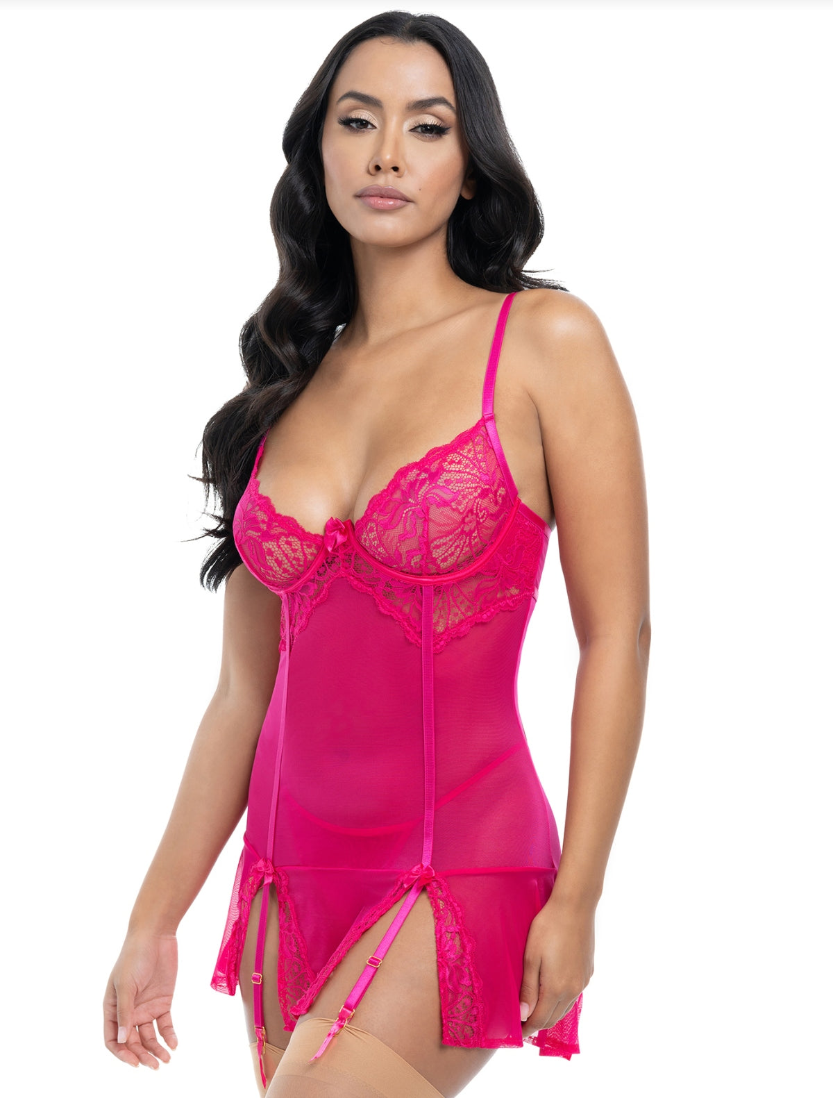 Milana Underwire Fitted Babydoll with Garter Straps