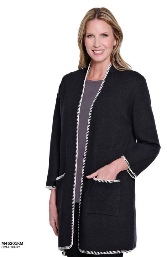 3/4 Sleeve Drop Shoulder Cardigan