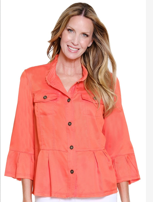 3/4 Flounce Sleeve Peplum Jacket