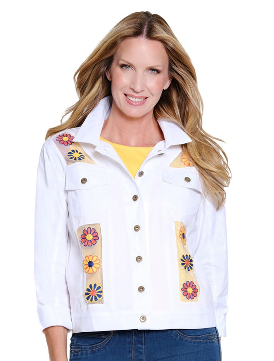 Cuffed Longsleeve Jacket with Floral Embroidery