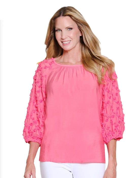 3/4 Puff Raglan Sleeve Peasant Top