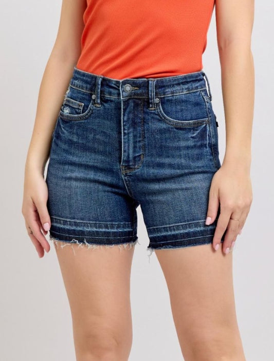 High Waisted Tummy Control Destroy Release Hem Shorts