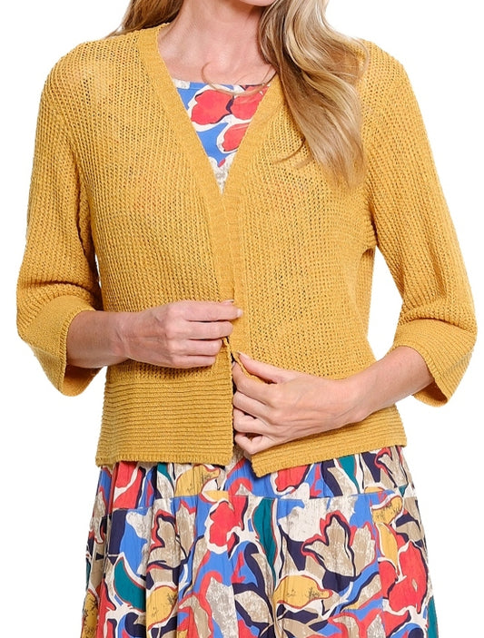 3/4 Sleeve Drop Shoulder Open Front Cardigan