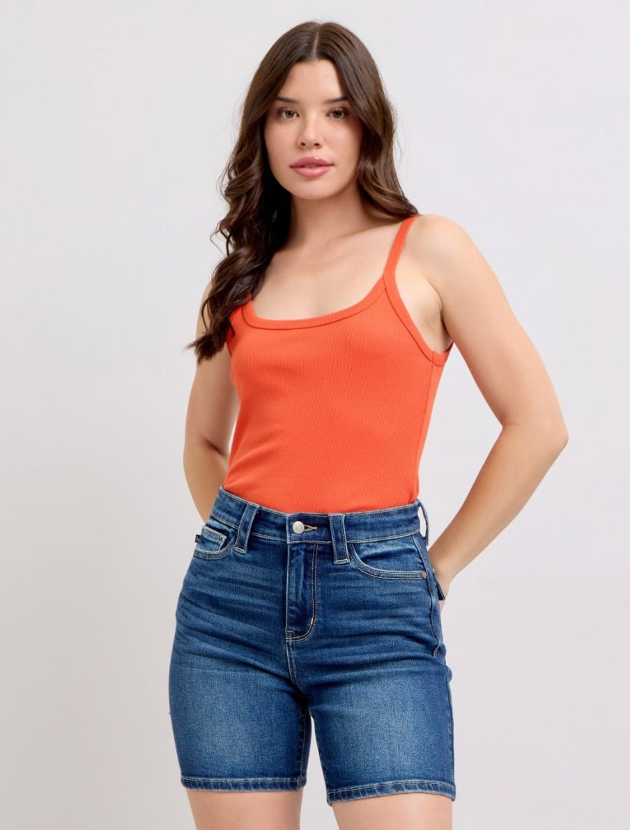 High Waist Bermudas with Back Flap Pockets