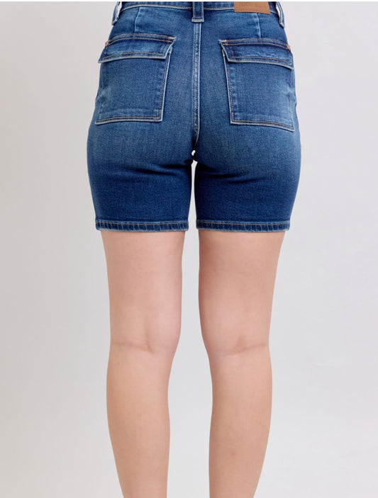 High Waist Bermudas with Back Flap Pockets