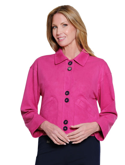 Knit Cuffed Long Sleeve Button Front Jacket