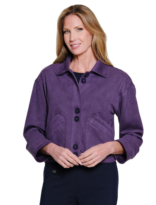 Knit Cuffed Long Sleeve Button Front Jacket