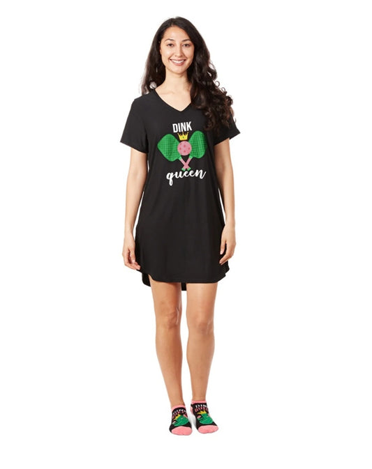 Women's Pickleball Princess V-Neck Sleepshirt