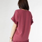 River Flowy Short Sleeve Top with Fringe - Rose Wine