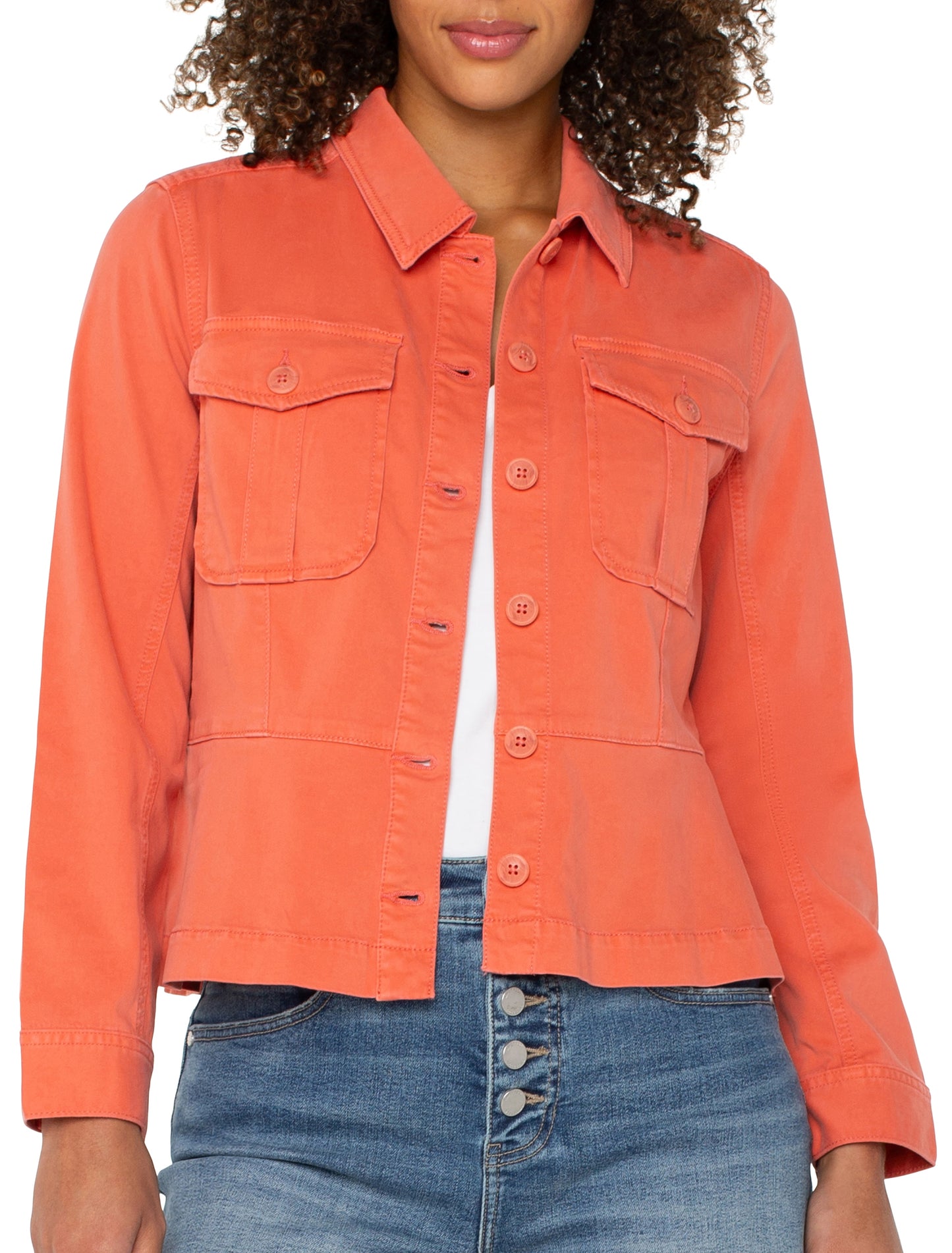 Peplum Hem Trucker Jacket