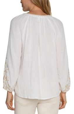 Long sleeve Embroidered Woven Top