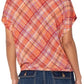 Plaid Knit Top with Front Twist