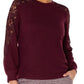 Long Sleeve Crew Neck Lace Inset Knit Top