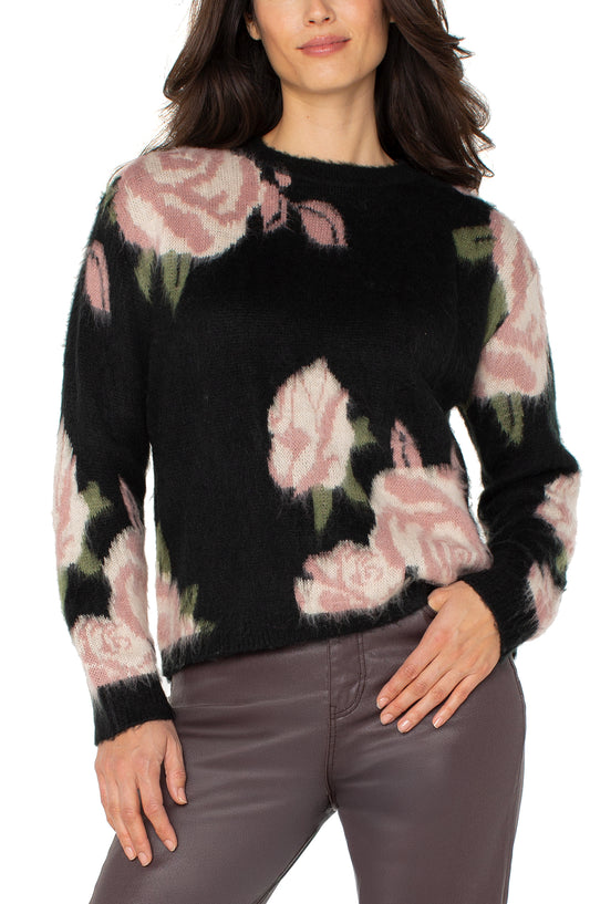 Long Sleeve Crew Neck Dropped Shoulder Sweater