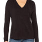 Long Sleeve V-Neck Knit Top w/ Shirring