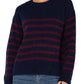 Long Sleeve Crew Neck Striped Dropped Shoulder Sweater