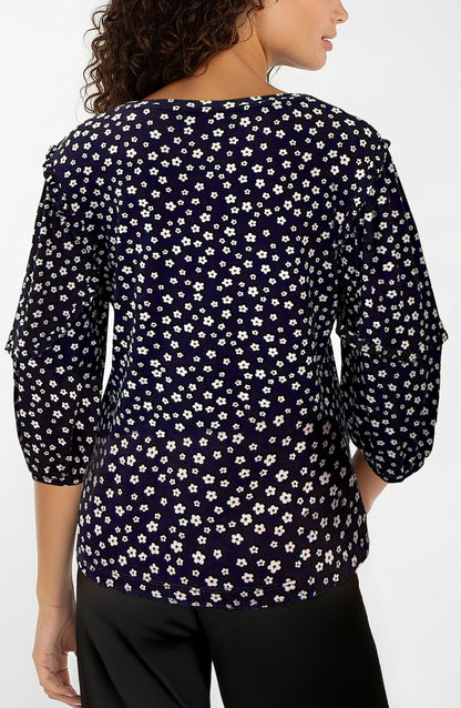 Mid Length Ruffle Scoop Neck