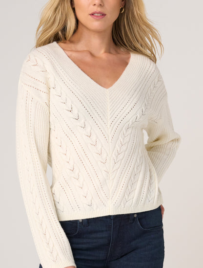 Long Sleeve V-Neck Drop Shoulder Sweater