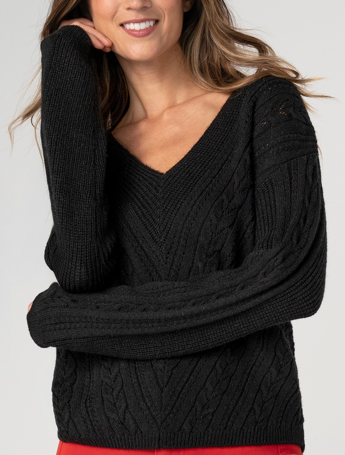 Long Sleeve V-Neck Drop Shoulder Sweater