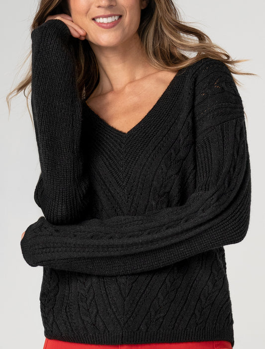 Long Sleeve V-Neck Drop Shoulder Sweater